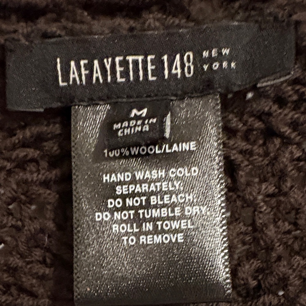 Lafayette 148 New York Dark Brown Wool Cardigan - Picture 3 of 7